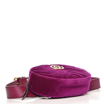 Gucci Velvet Matelasse GG Marmont Belt Bag 85 34 Fuchsia Violet Cyclamen 4 of 9