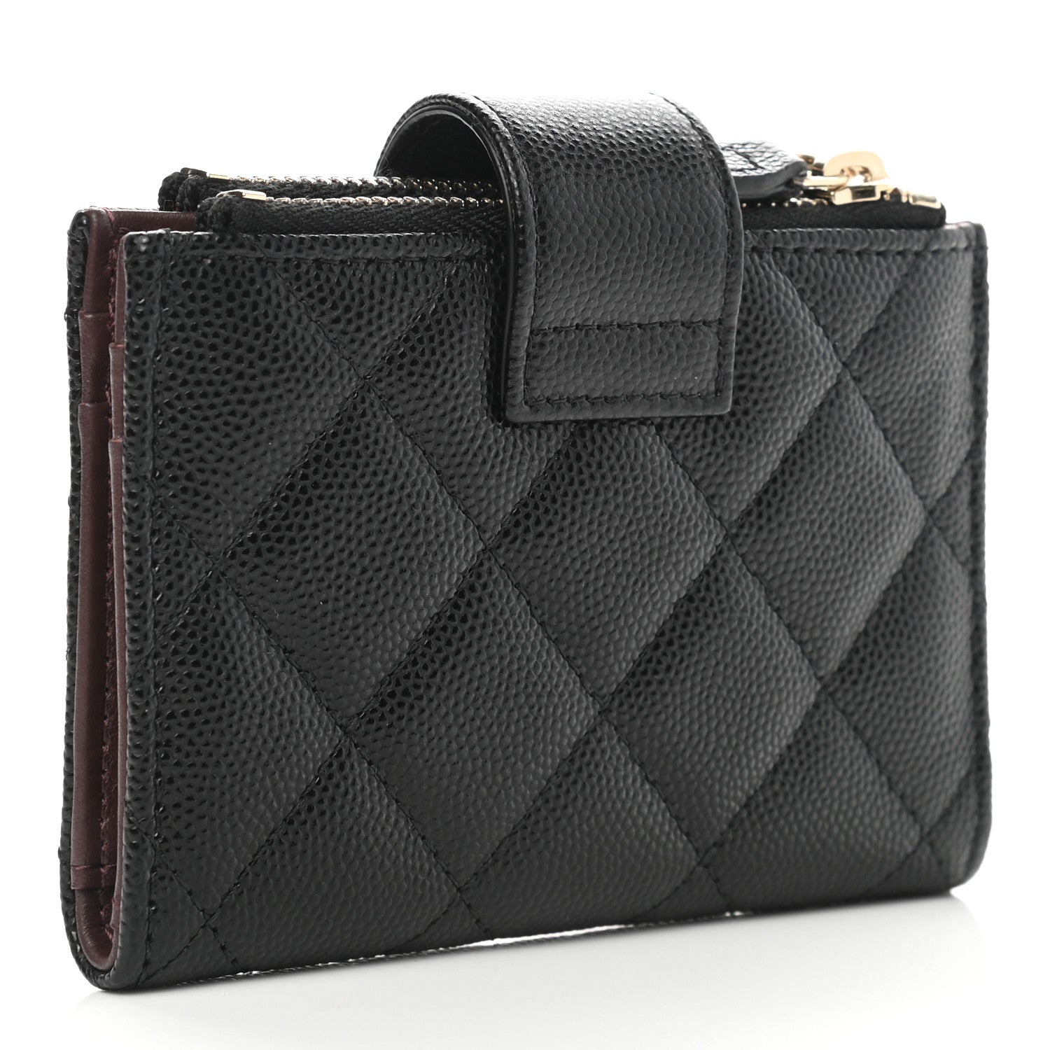 Chanel Caviar Quilted Compact Zipped Pocket Wallet Black 3 of 9
