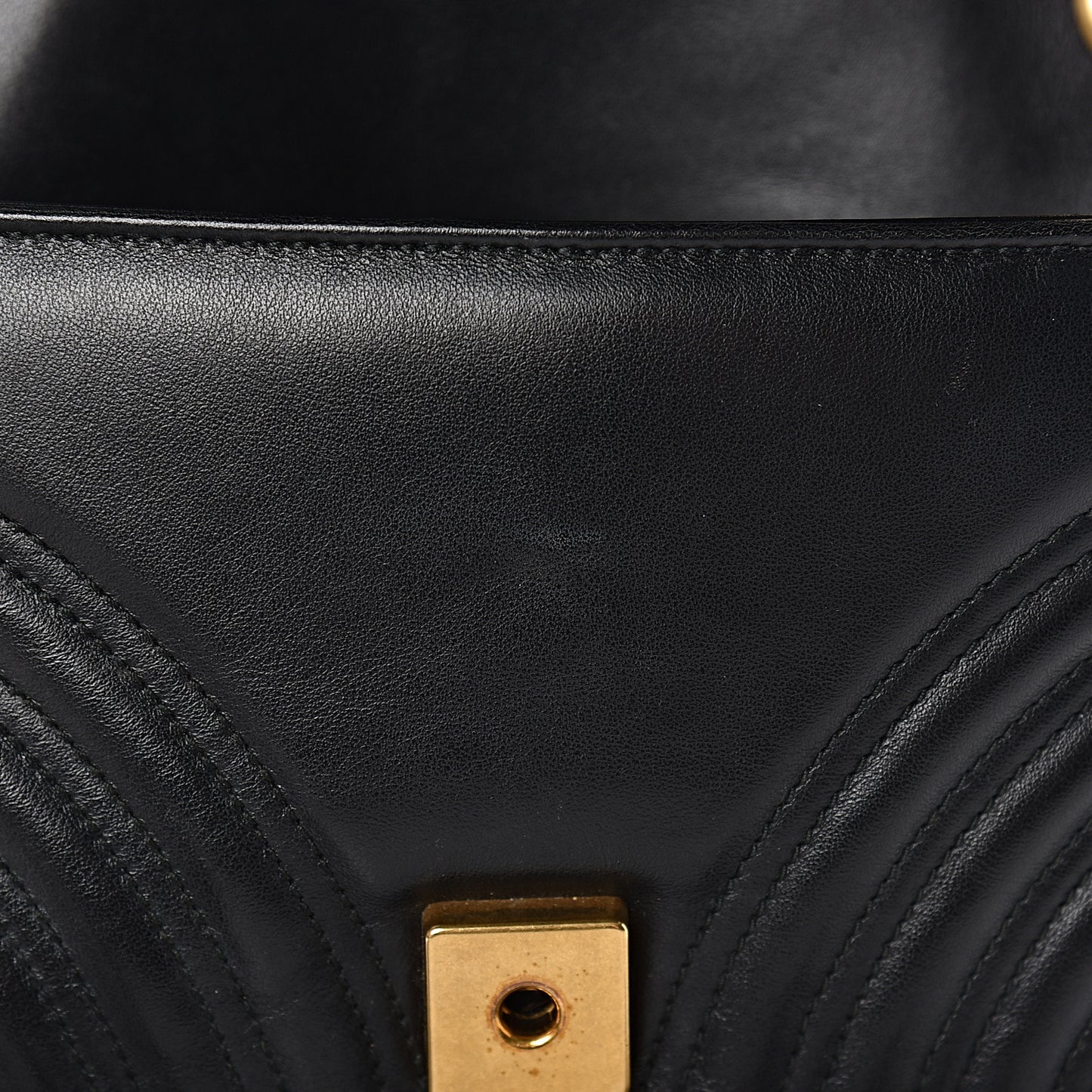 Calfskin Matelasse Small GG Marmont Shoulder Bag Black
