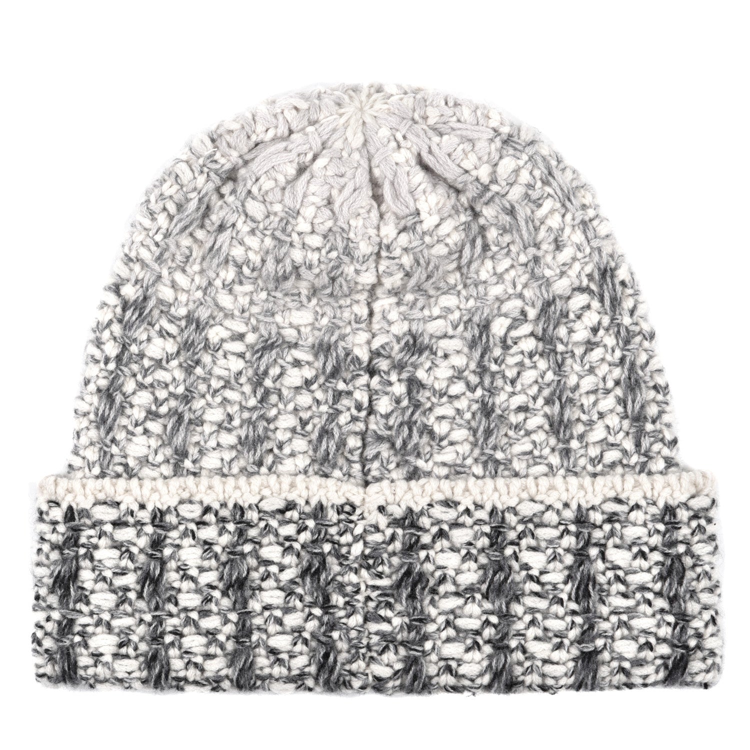 Chanel Cashmere Logo Beanie Hat Light Beige Black Grey 2 of 4
