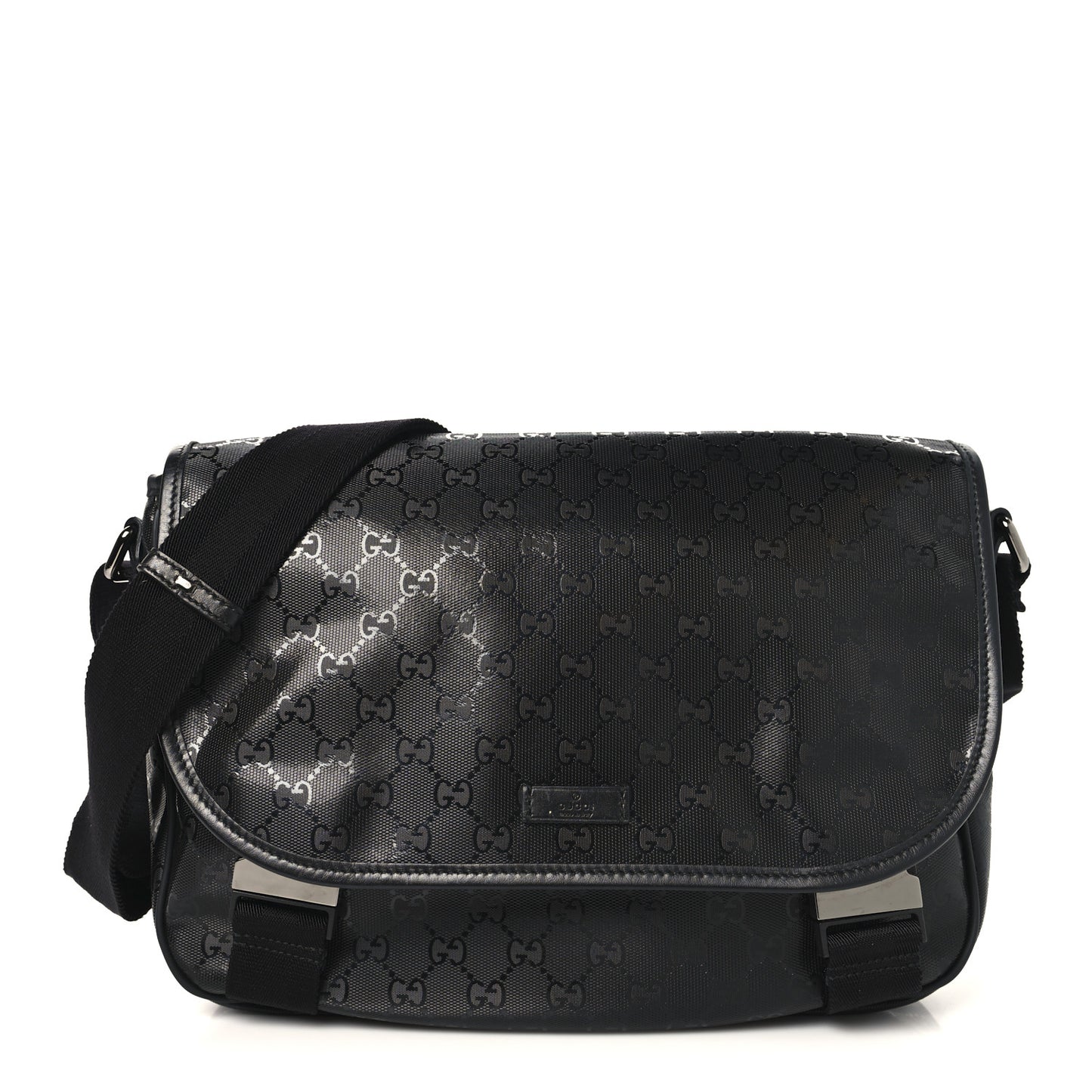 Imprime Monogram Medium Double Buckle Flap Messenger Bag Black
