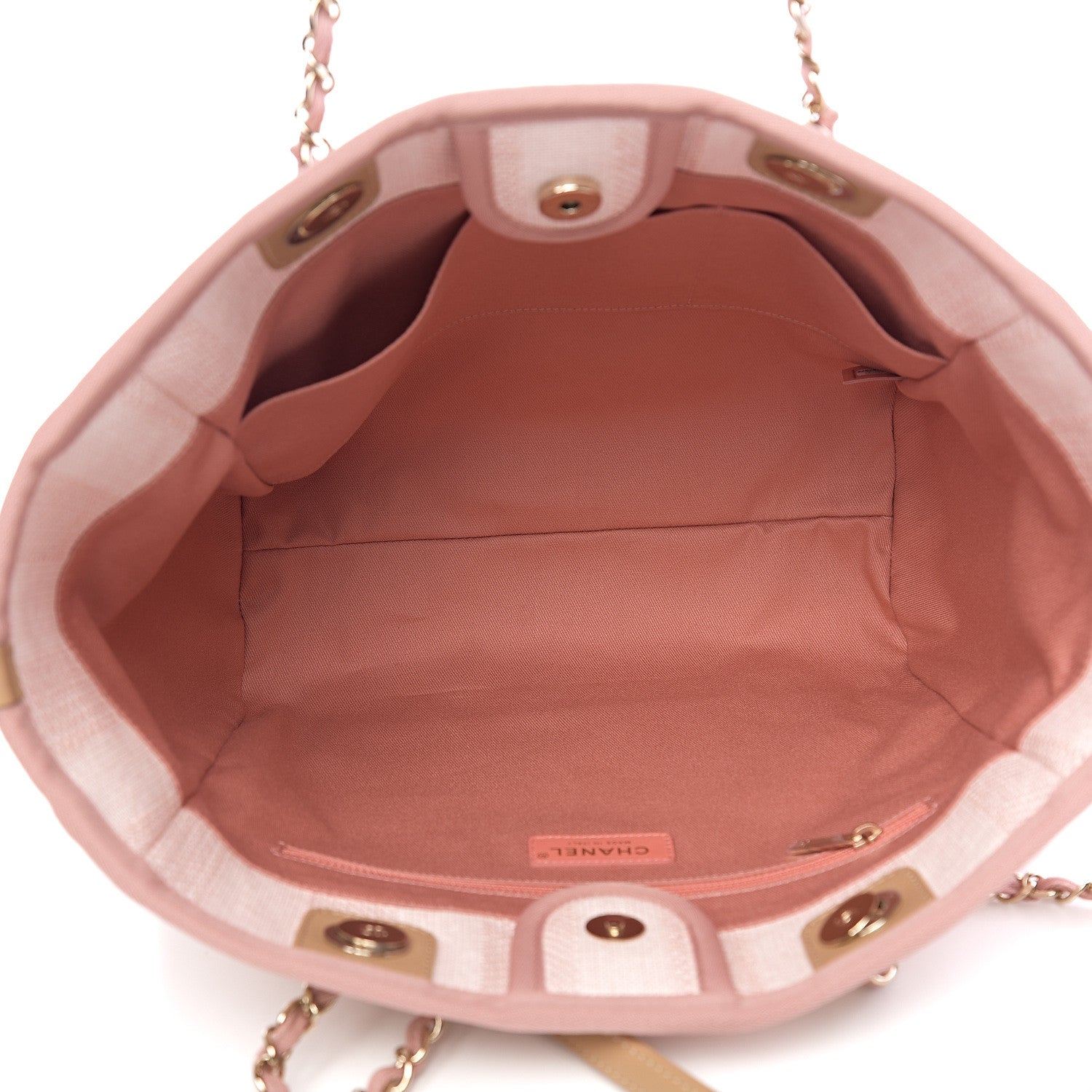 Chanel Mixed Fibers Striped Small Deauville Tote Light Pink 4 of 9