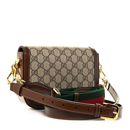 Gucci GG Supreme Monogram Web Mini Horsebit 1955 Shoulder Bag Beige Brown Sugar 3 of 14