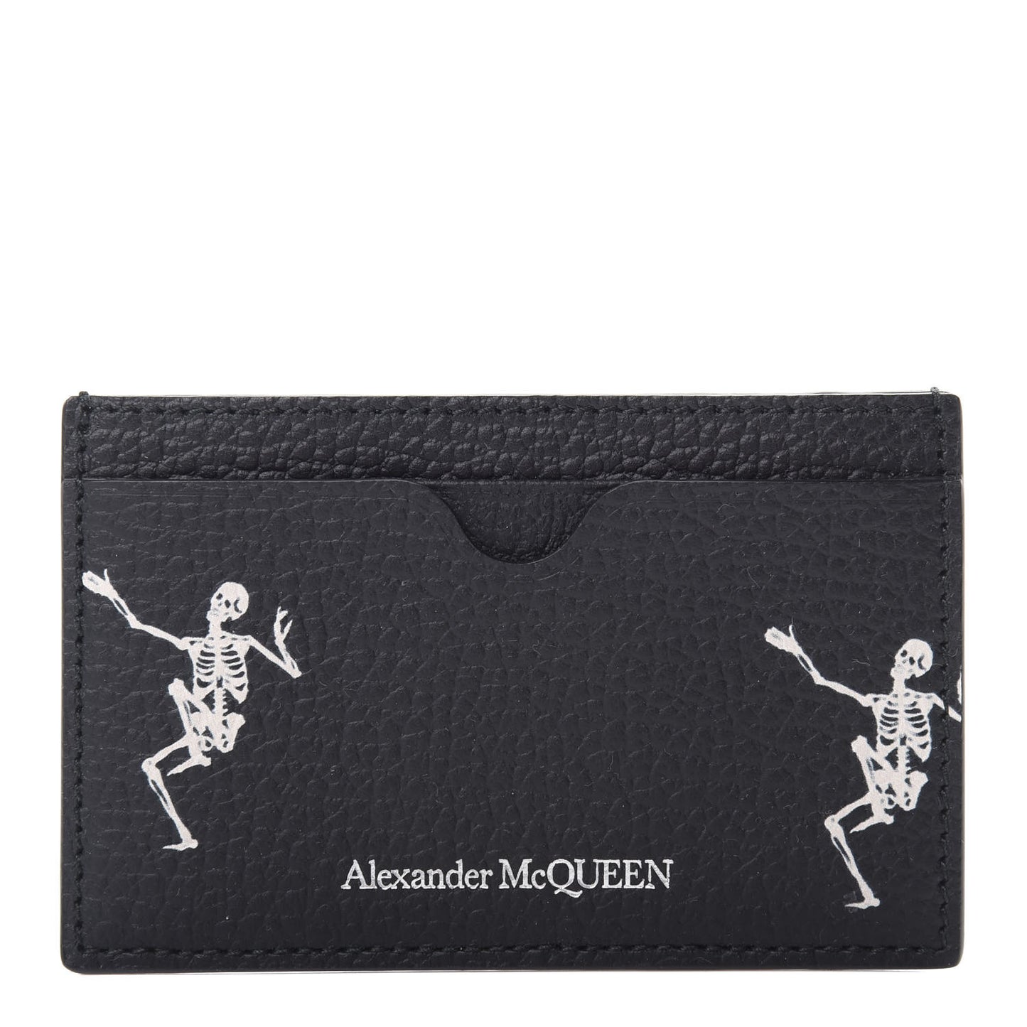 Calfskin Dancing Skeleton Card Holder Black