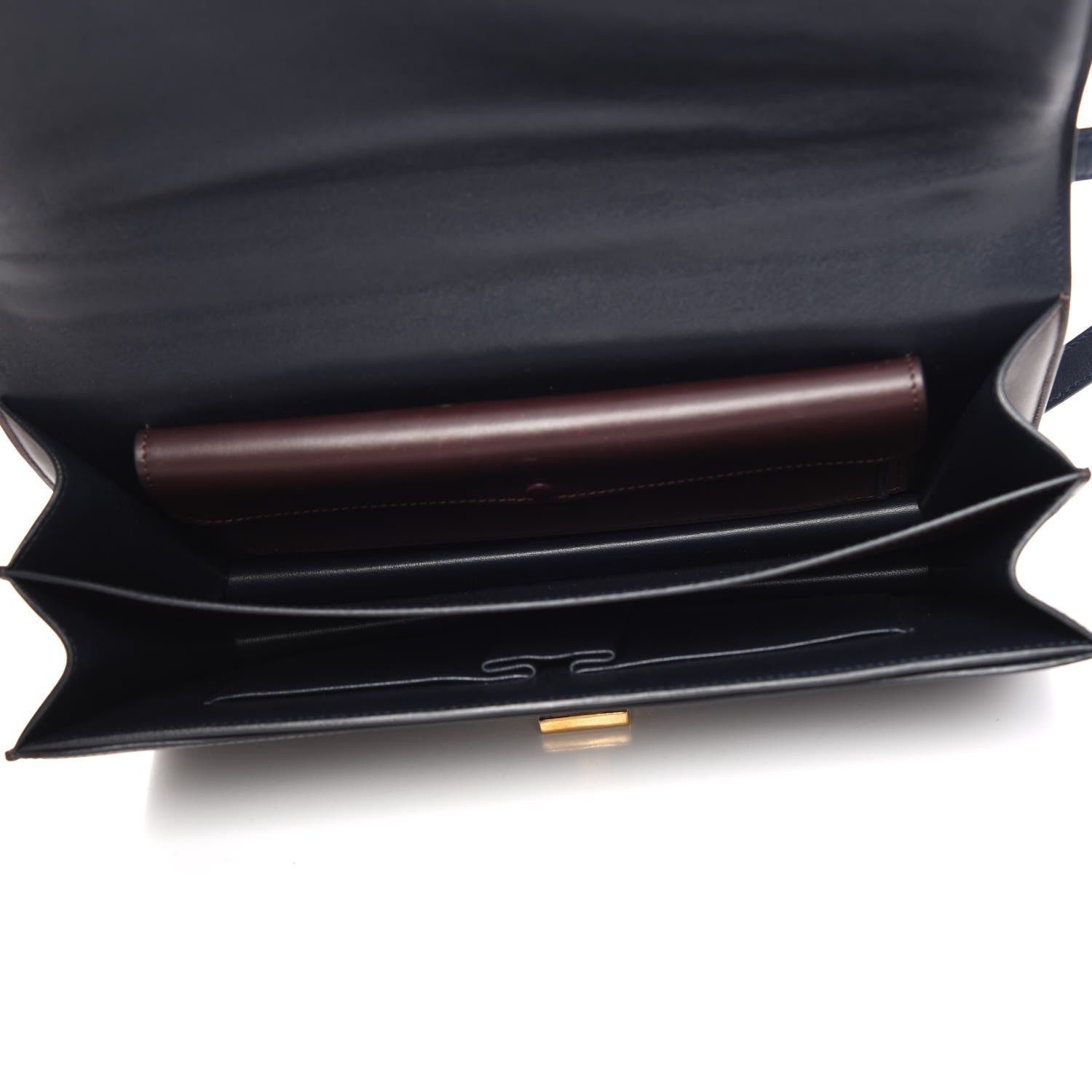 Celine Calfskin Bicolor Medium Case Flap Navy Burgundy 5 of 16