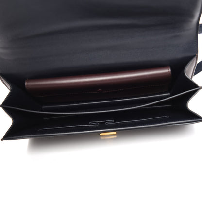 Celine Calfskin Bicolor Medium Case Flap Navy Burgundy 5 of 16