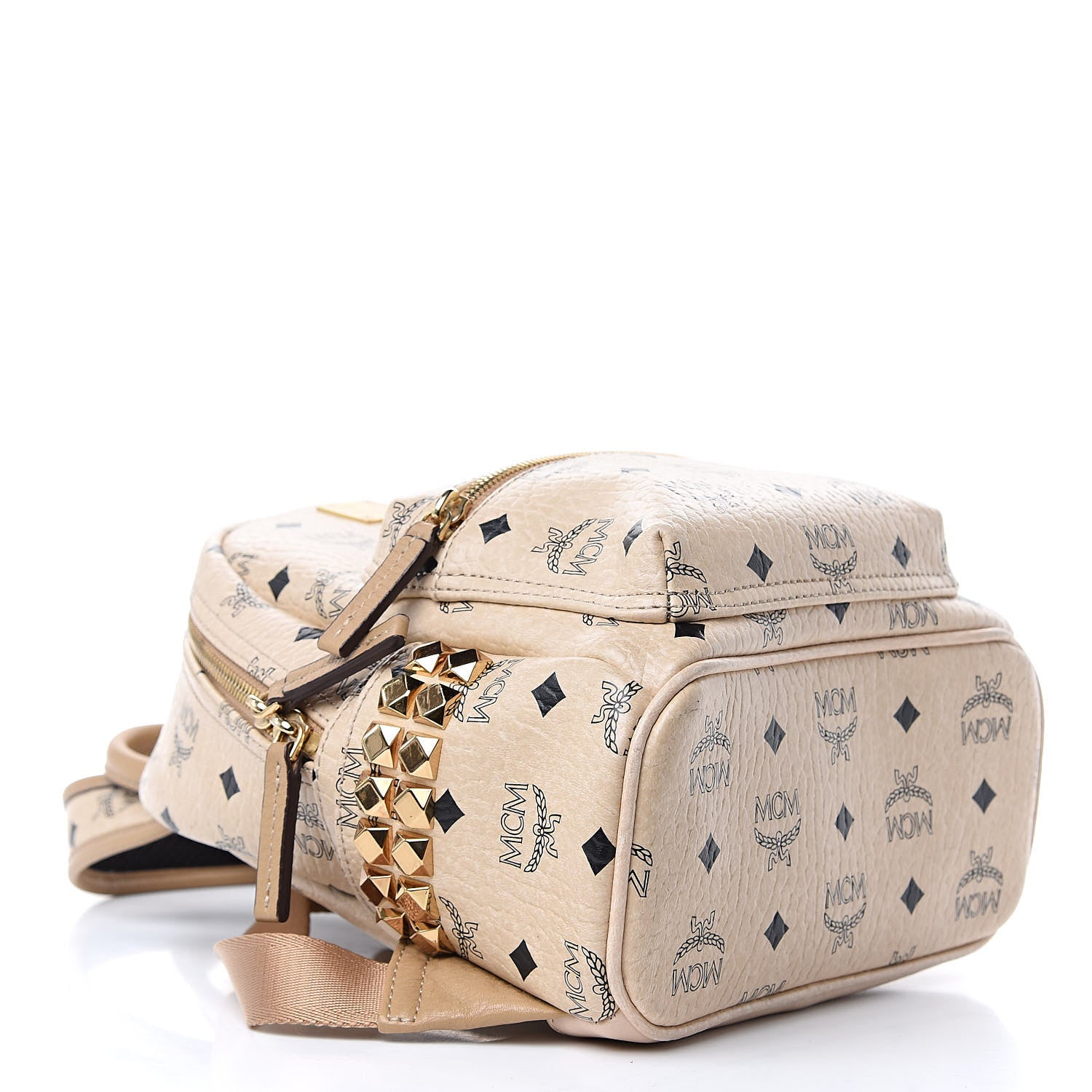MCM Visetos Small Side Stud Stark Backpack Beige 4 of 9