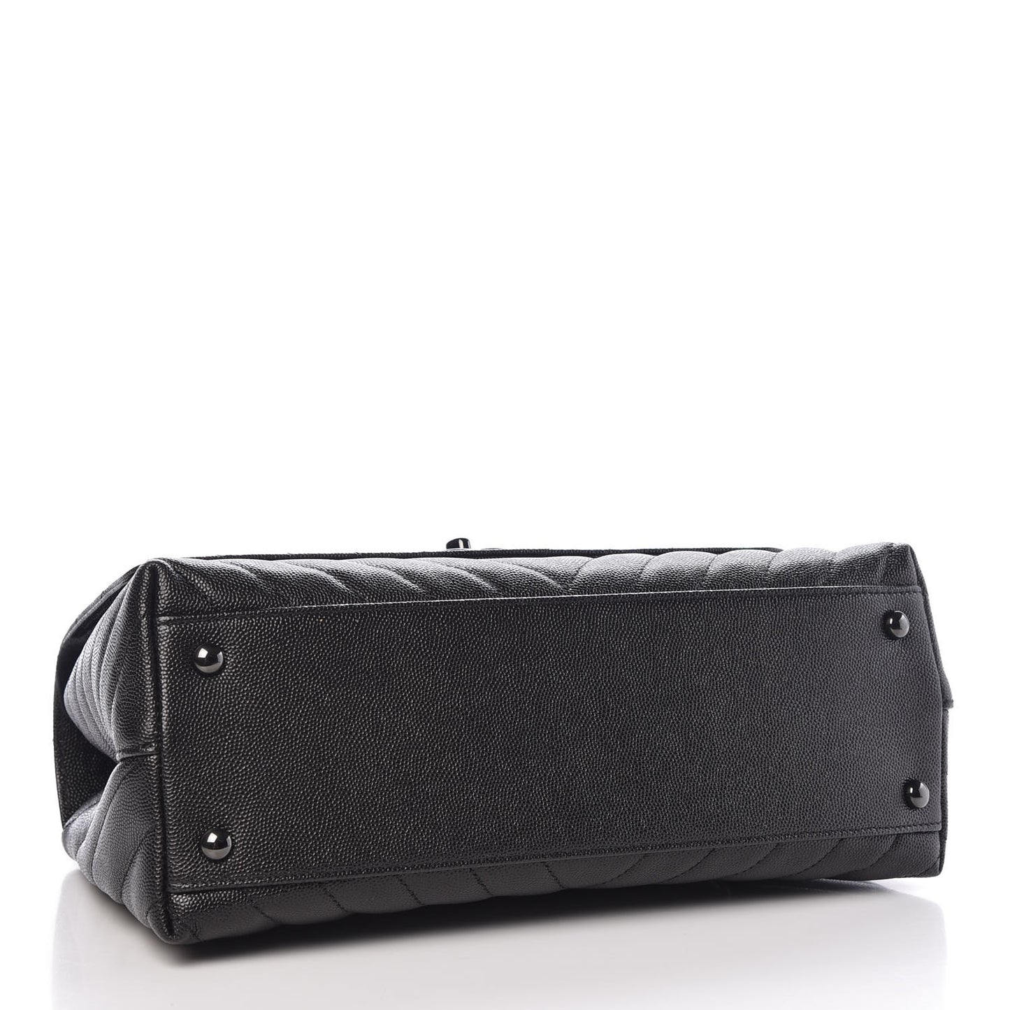 Caviar Chevron Quilted Small Coco Handle Flap So Black