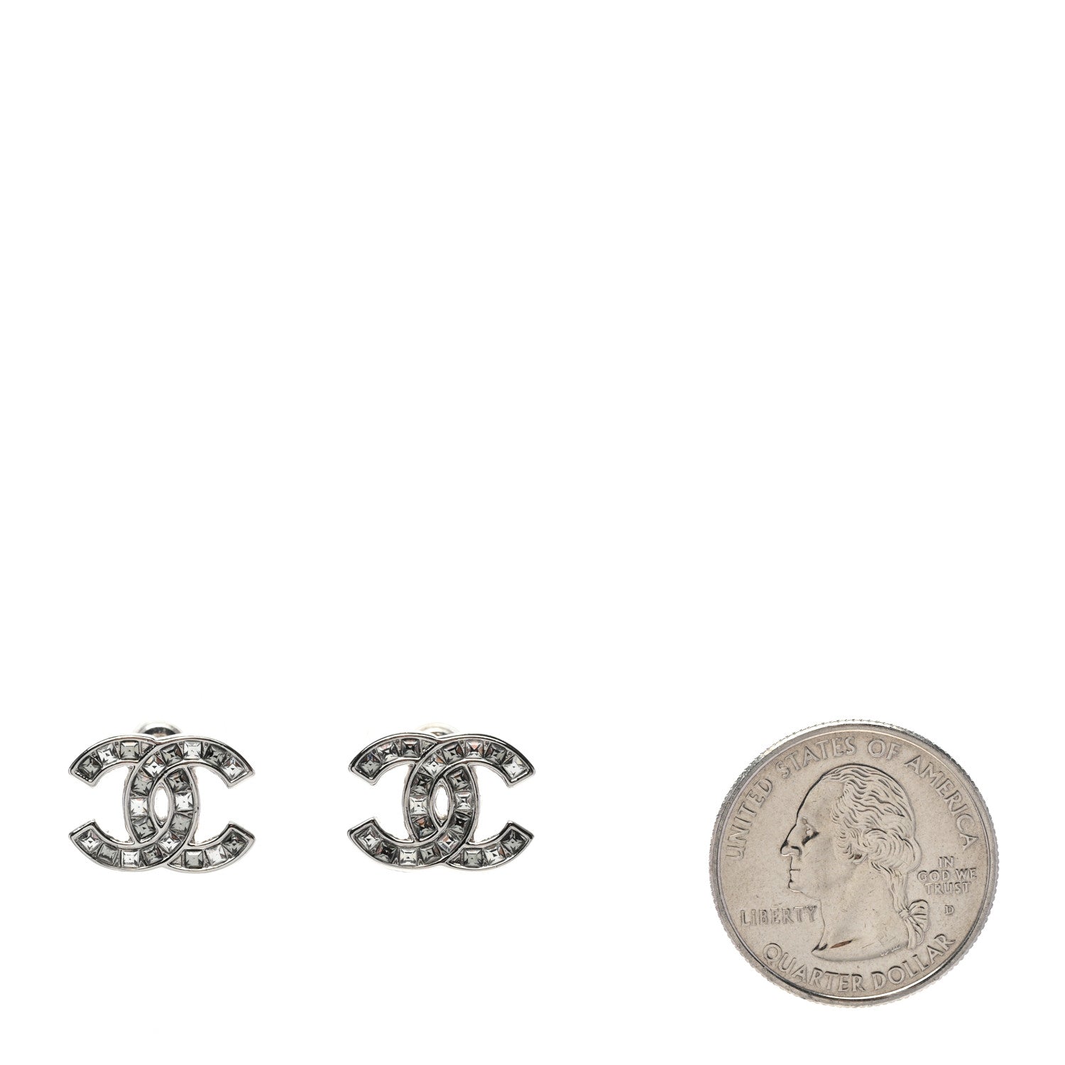 Chanel Crystal CC Earrings Silver 2 of 5