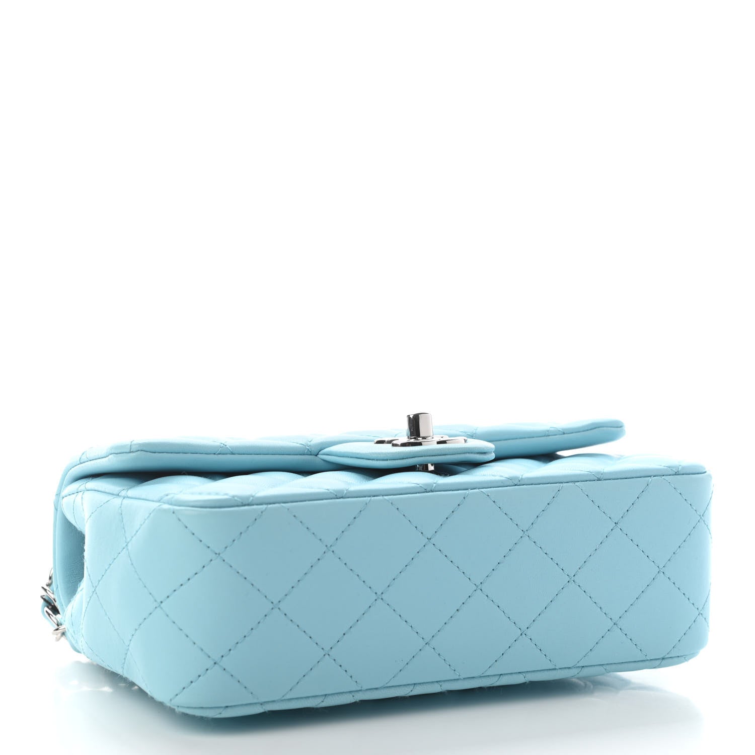 Chanel Lambskin Quilted Mini Rectangular Flap Neon Blue 4 of 9