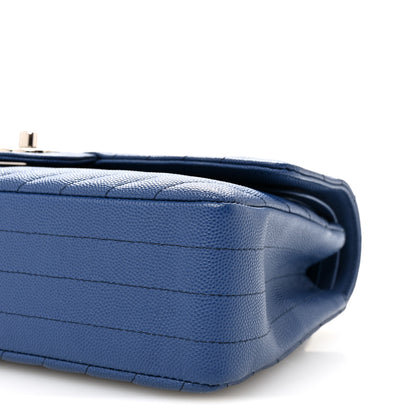 Chanel Caviar Chevron Quilted Medium Double Flap Blue 10 of 10