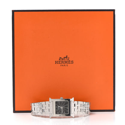Hermes Stainless Steel 21mm Heure H Hour Quartz Watch Black 6 of 6