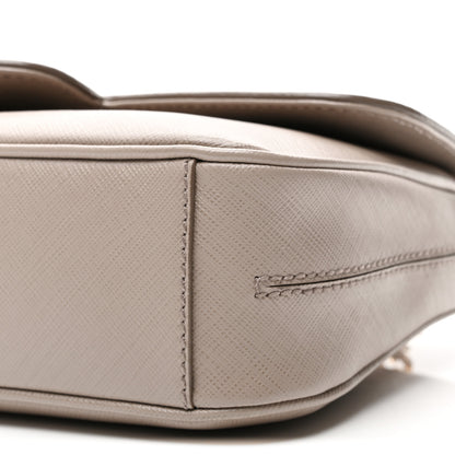 Salvatore Ferragamo Hammered Calfskin Gancini Flap Bag Beige 10 of 10