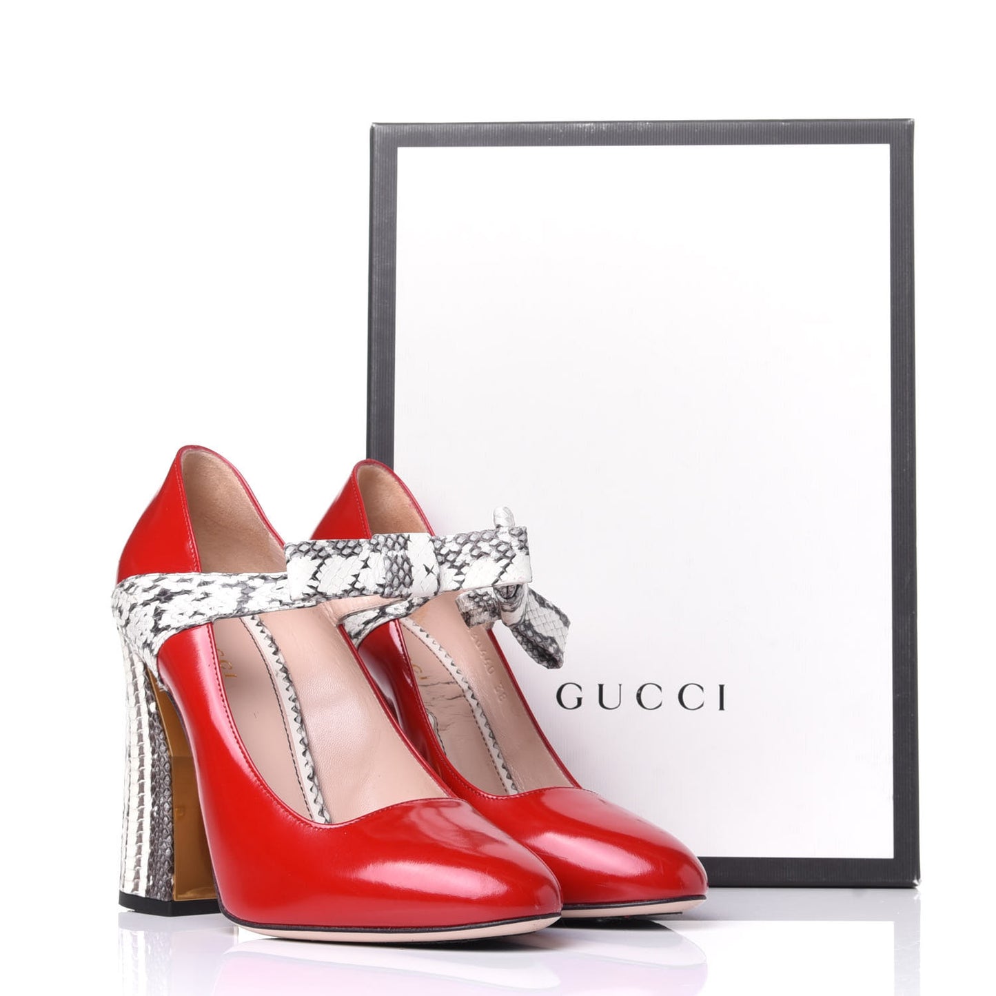 Polished Calfskin Elaphe Nimue Bow Mary Jane Pumps 38 Hibiscus Red Roccia