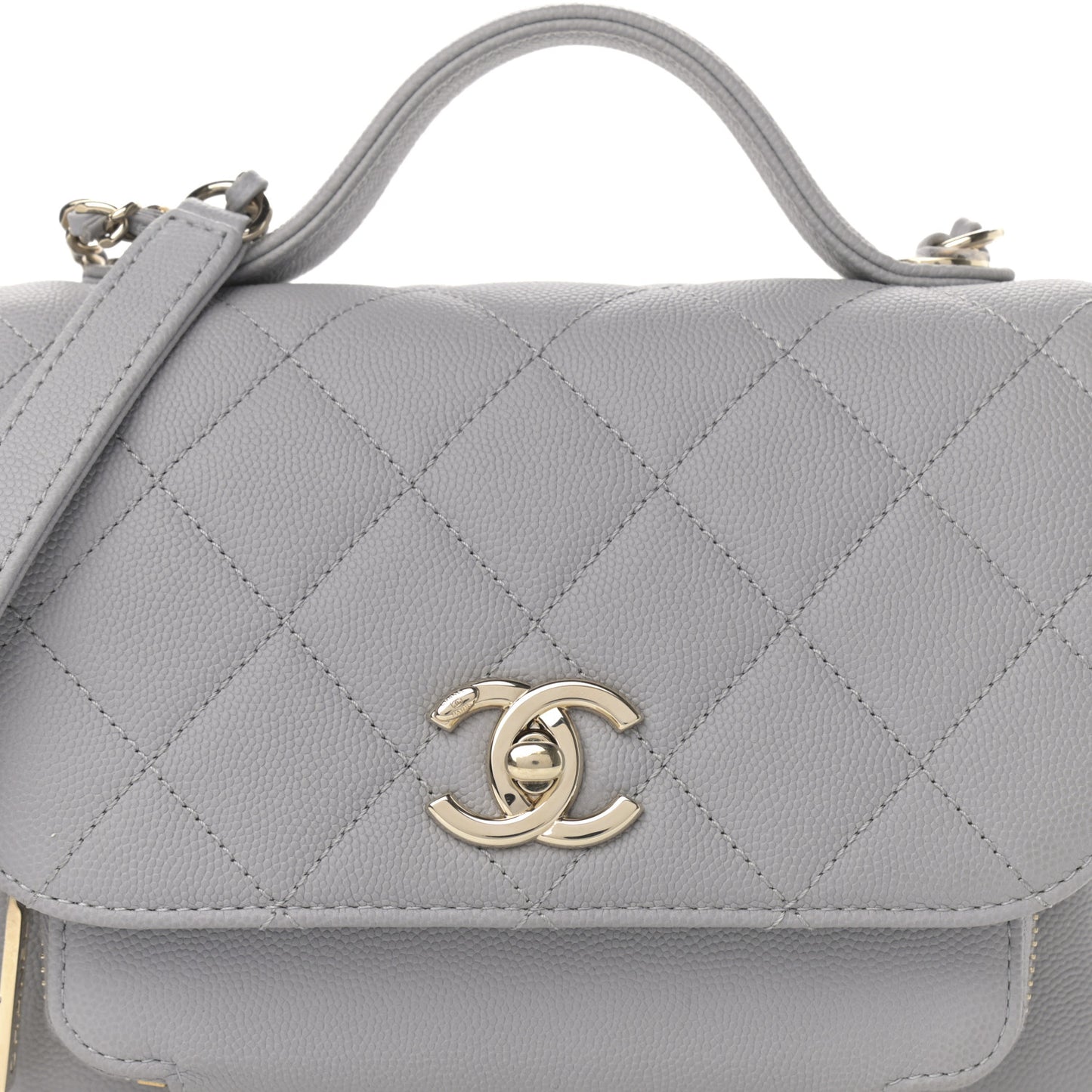 Caviar Quilted Small Business Affinity Flap Grey