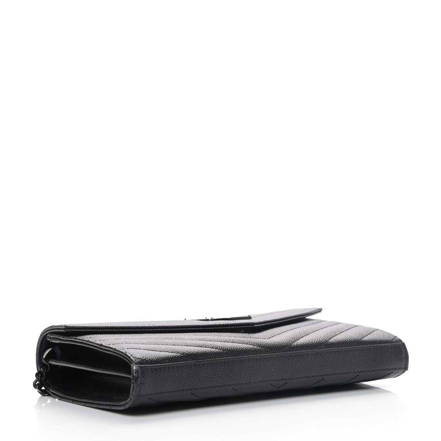 Grain De Poudre Matelasse Chevron Monogram Chain Wallet Black
