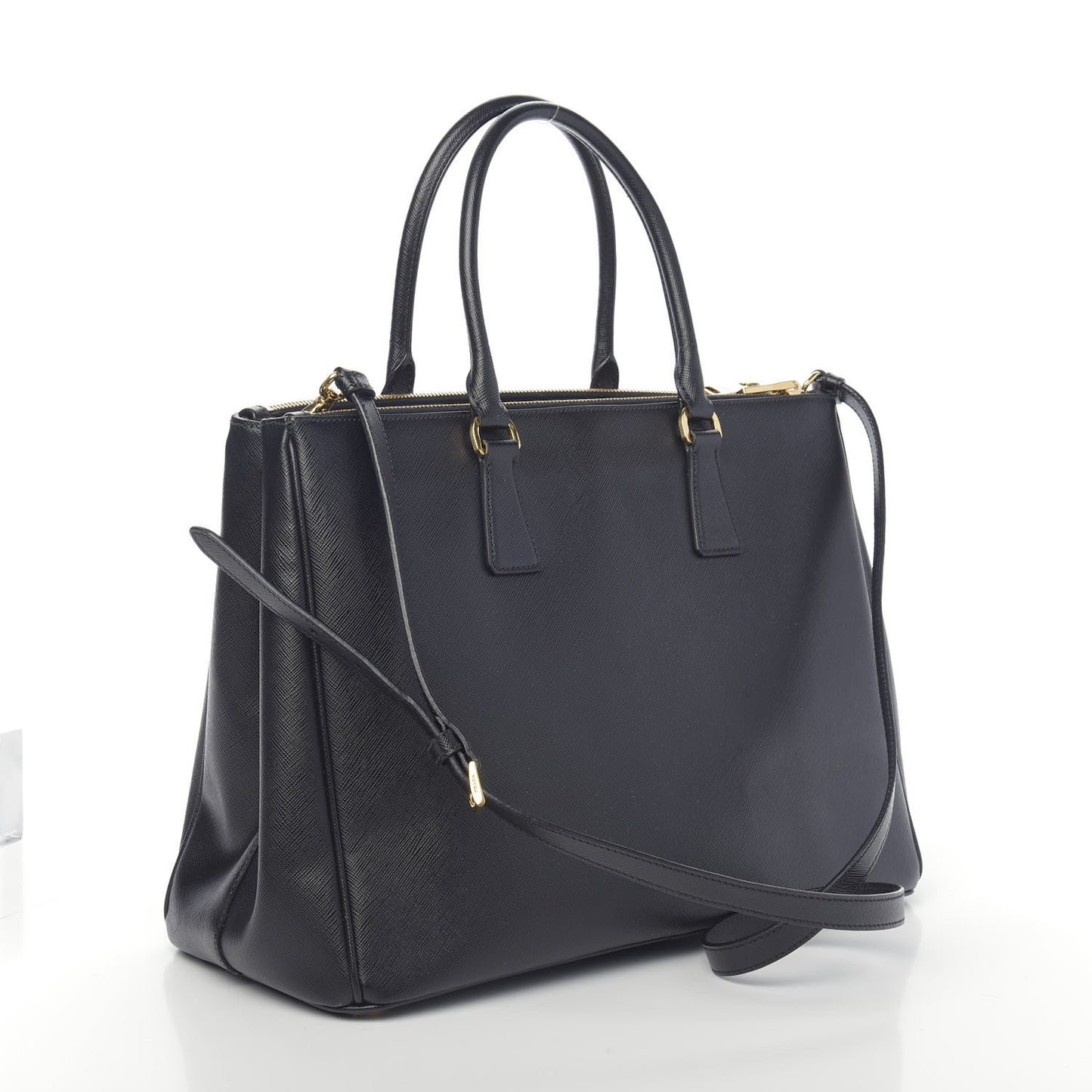 Saffiano Medium Galleria Double Zip Tote Black
