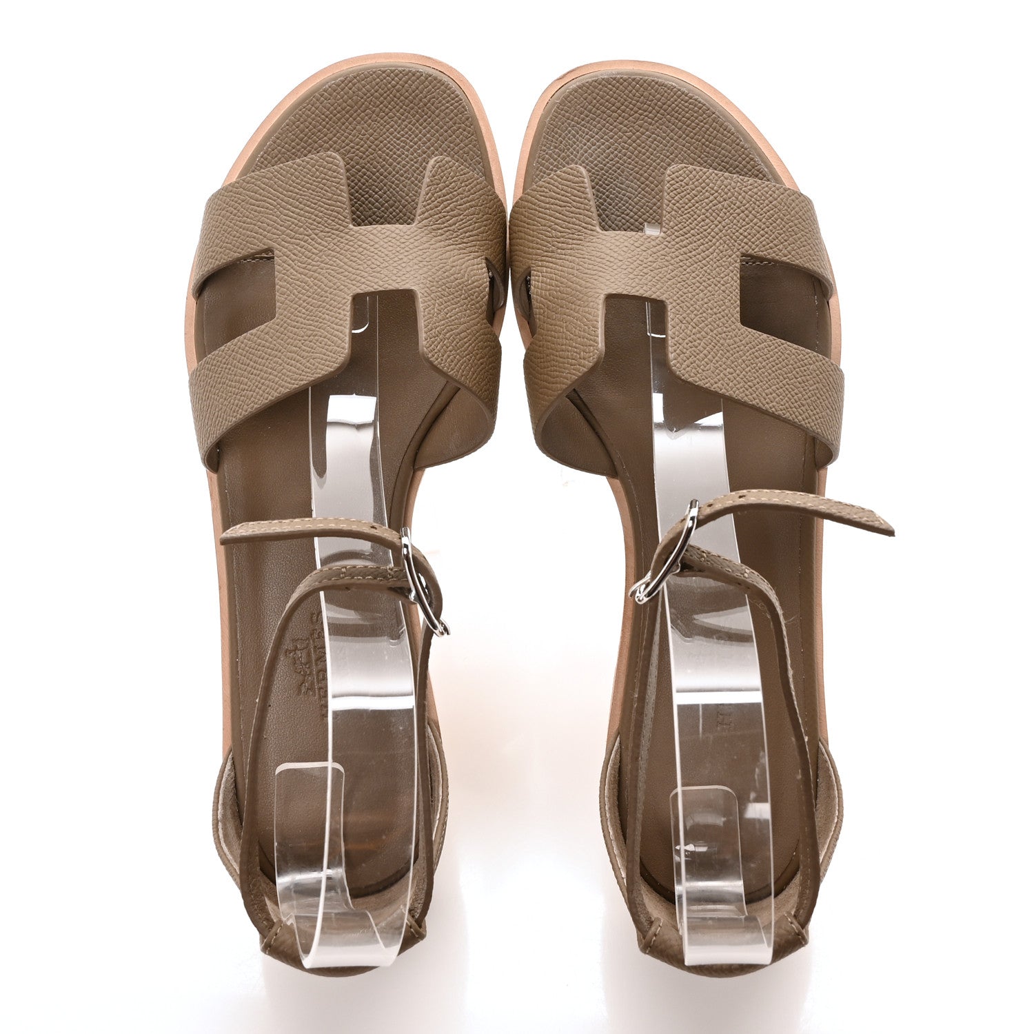 Hermes Epsom Santorini Sandals 37 Etoupe 2 of 9