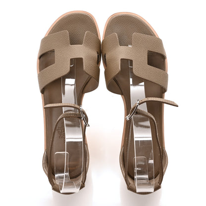 Hermes Epsom Santorini Sandals 37 Etoupe 2 of 9