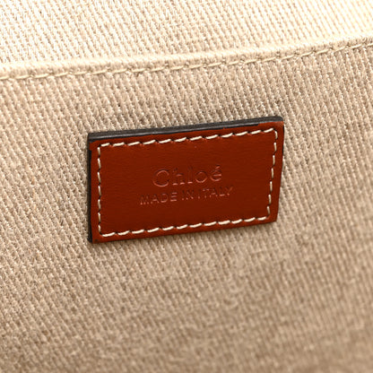 Chloe Cotton Calfskin Large Woody Ribbon Tote White Brown 6 of 13