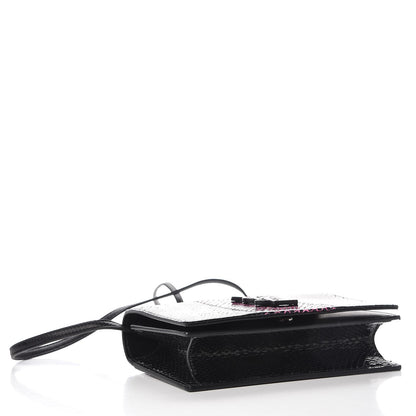 Saint Laurent Snakeskin Two Tone Monogram Toy Kate Strap Wallet Black Fuchsia 4 of 7