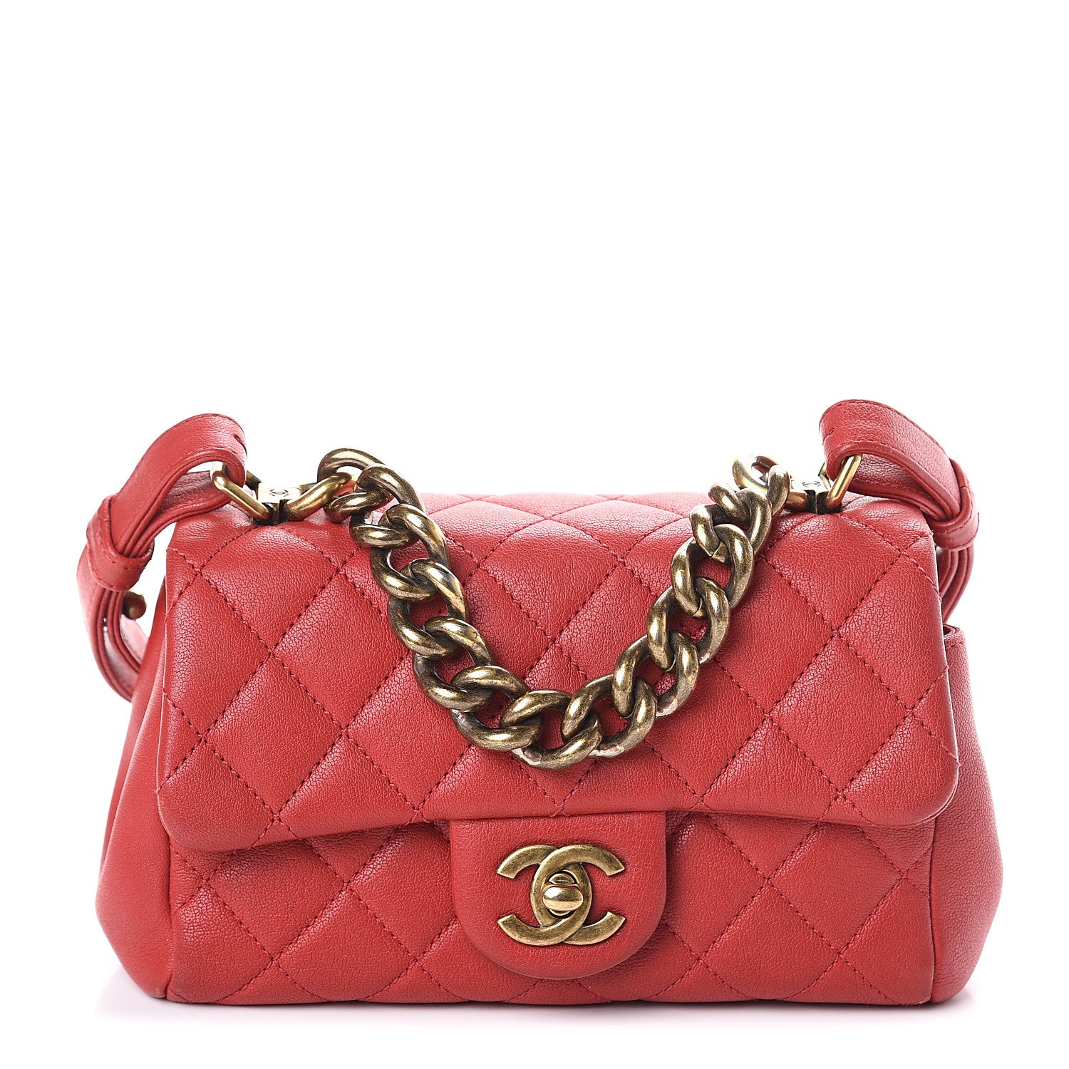 Chanel Shiny Sheepskin Quilted Mini Trapezio Flap Red 1 of 8