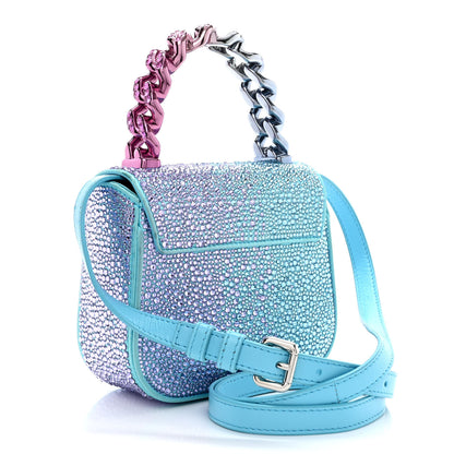 Versace Satin Crystal Studded Mini La Medusa Bag Blue 3 of 10