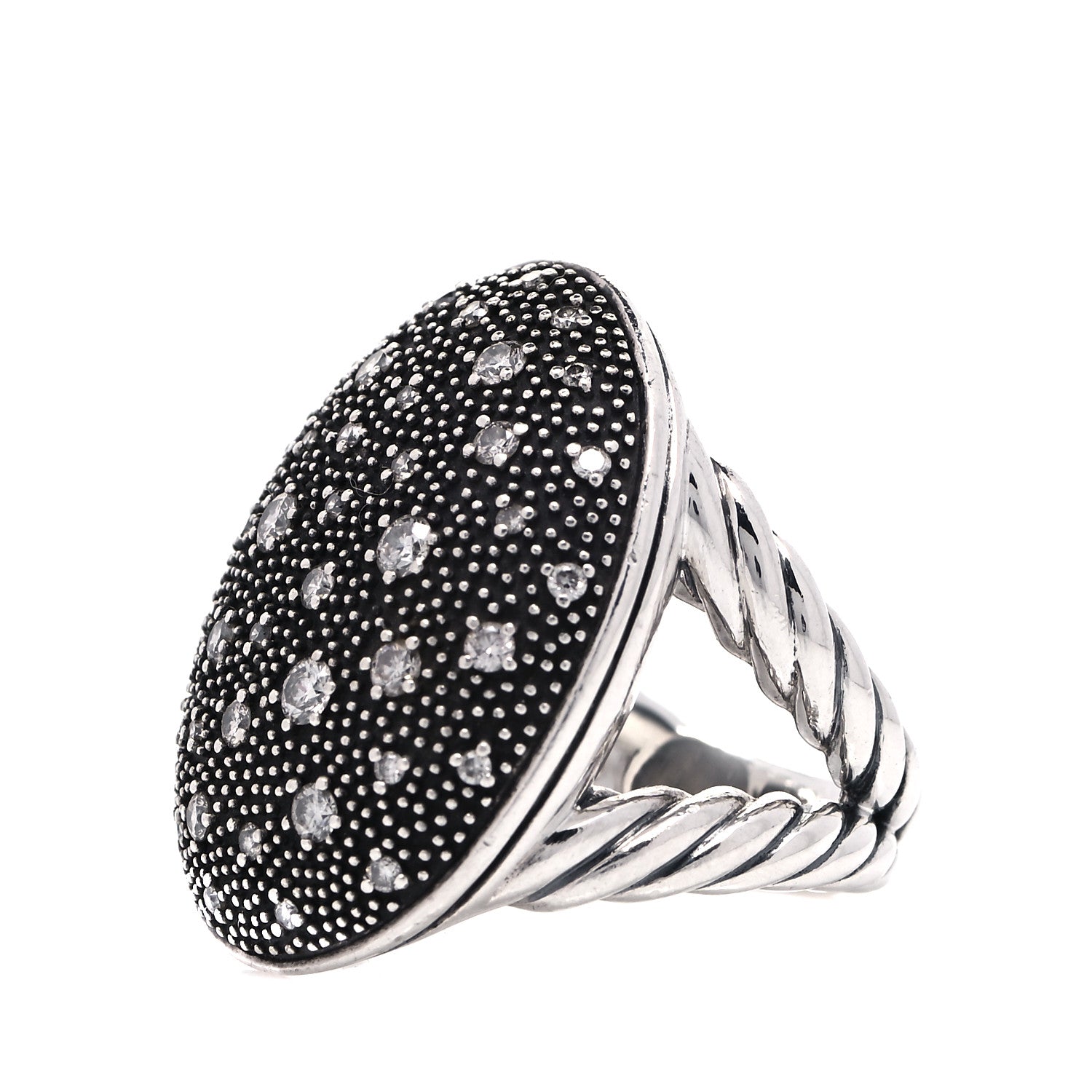 David Yurman Sterling Silver Diamond Midnight Melange Ring 52 6 4 of 5