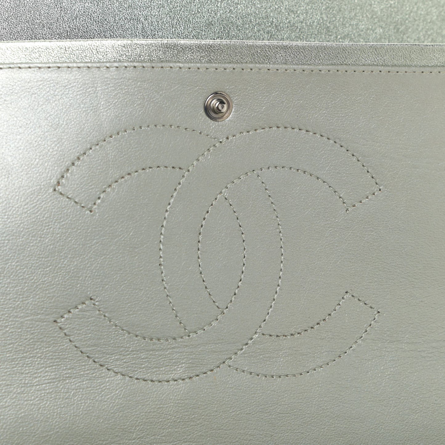 Metallic Lambskin Quilted Maxi Double Flap Green