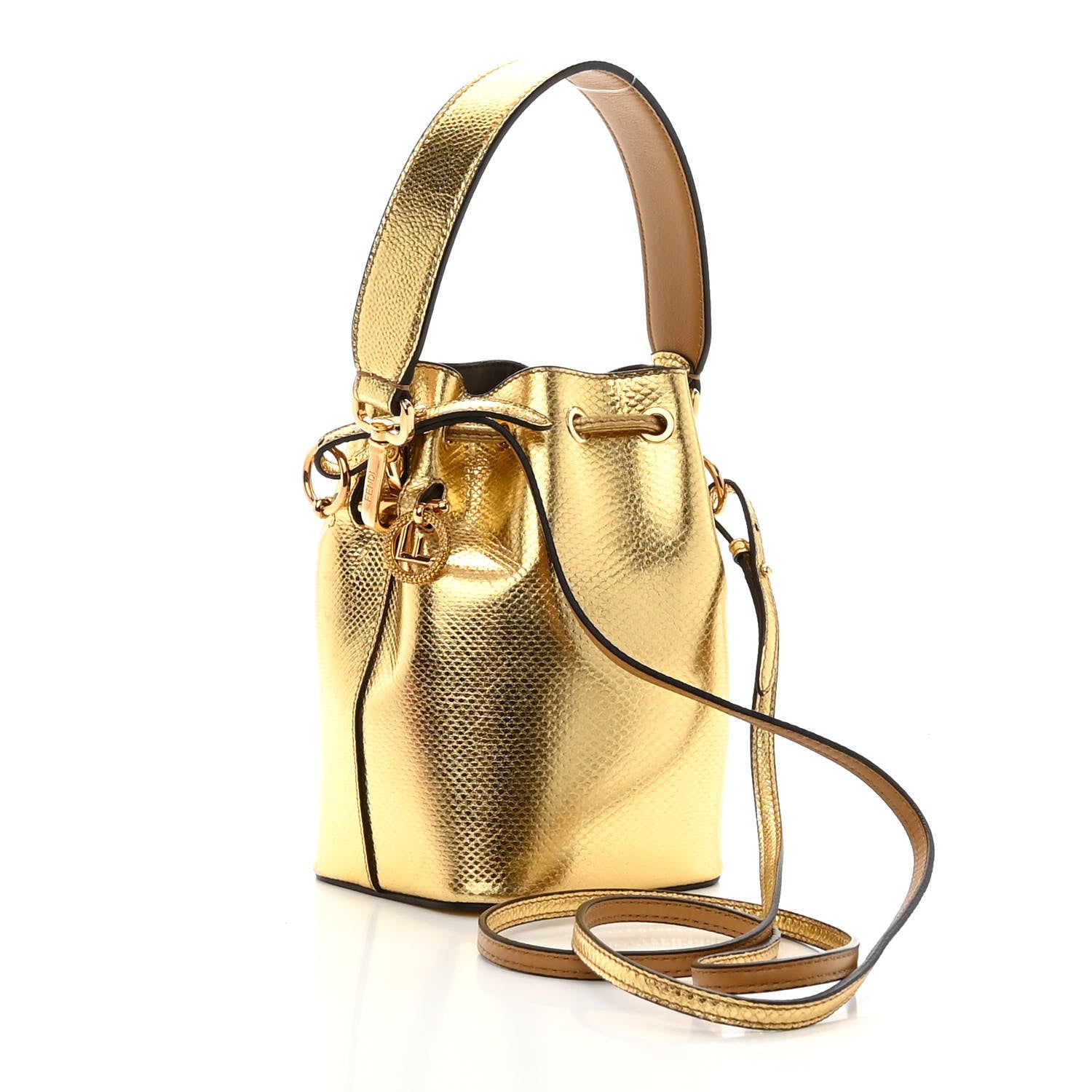Fendi Karung Crystal F is Fendi Mini Mon Tresor Bucket Bag Gold 3 of 11