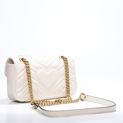 Gucci Calfskin Matelasse Mini GG Marmont Shoulder Bag White 2 of 11