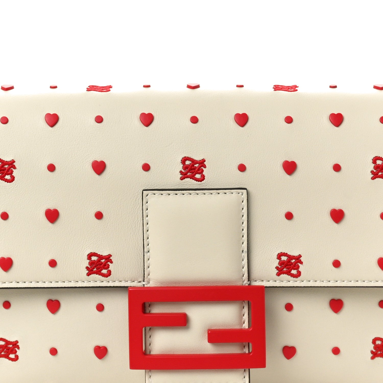 Fendi Vitello Burro Chinese Valentines Day Karligraphy Embroidered Baguette 1997 Pana Rosso Cardinale 7 of 9