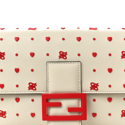Fendi Vitello Burro Chinese Valentines Day Karligraphy Embroidered Baguette 1997 Pana Rosso Cardinale 7 of 9