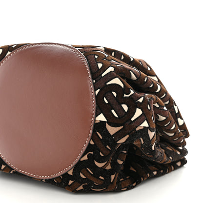 Burberry Velvet TB Mini Chignon Bucket Pouch Camel Buttermilk 10 of 10