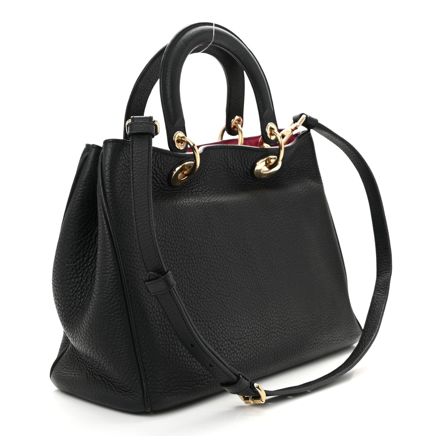 Christian Dior Bullcalf Medium Diorissimo Tote Black Rose Indien 4 of 10