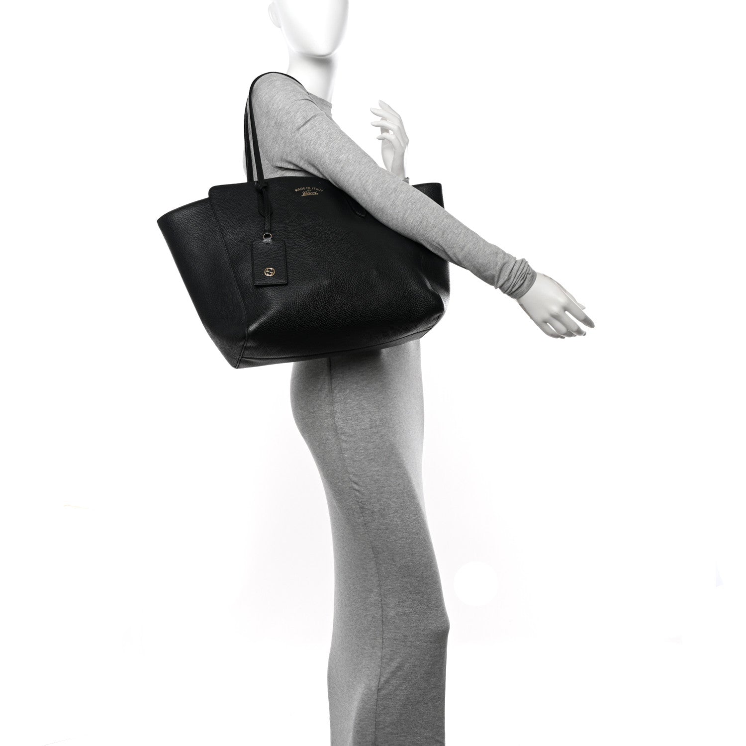 Gucci Pebbled Calfskin Medium Swing Tote Black 2 of 22