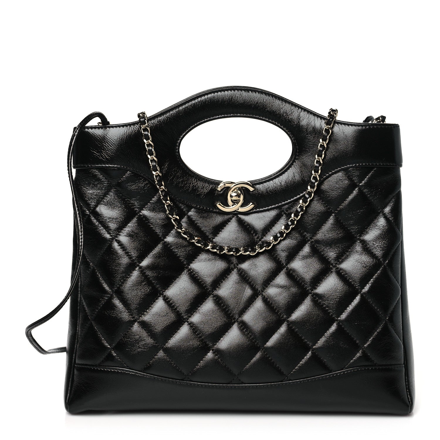 Chanel Shiny Lambskin Quilted Small 31 Shopping Bag Black 1 of 10