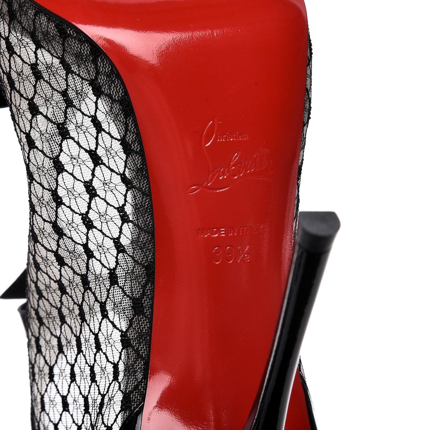 Christian Louboutin Patent Fishnet Lace Empiralta 120 Sandals 39.5 Black 6 of 8