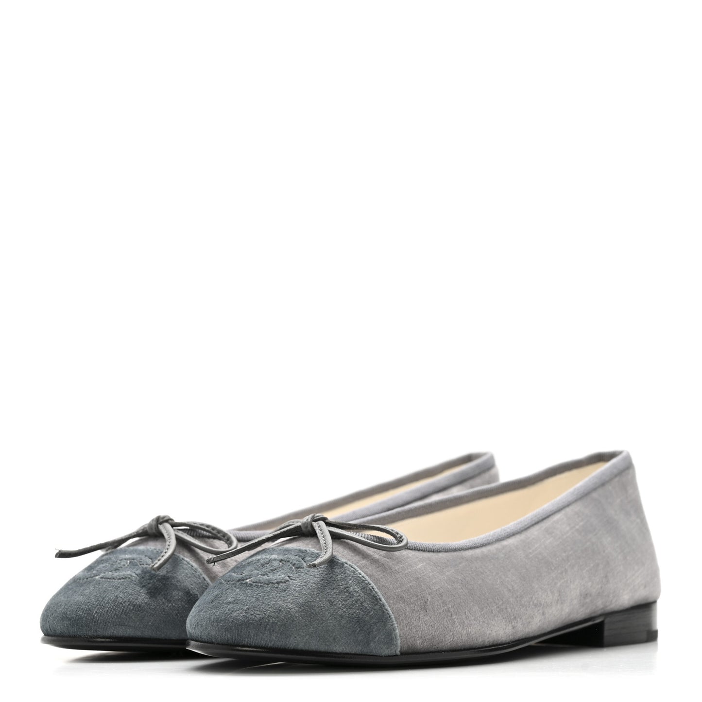 Velvet Cap Toe Ballerina Flats 36.5 Grey Green