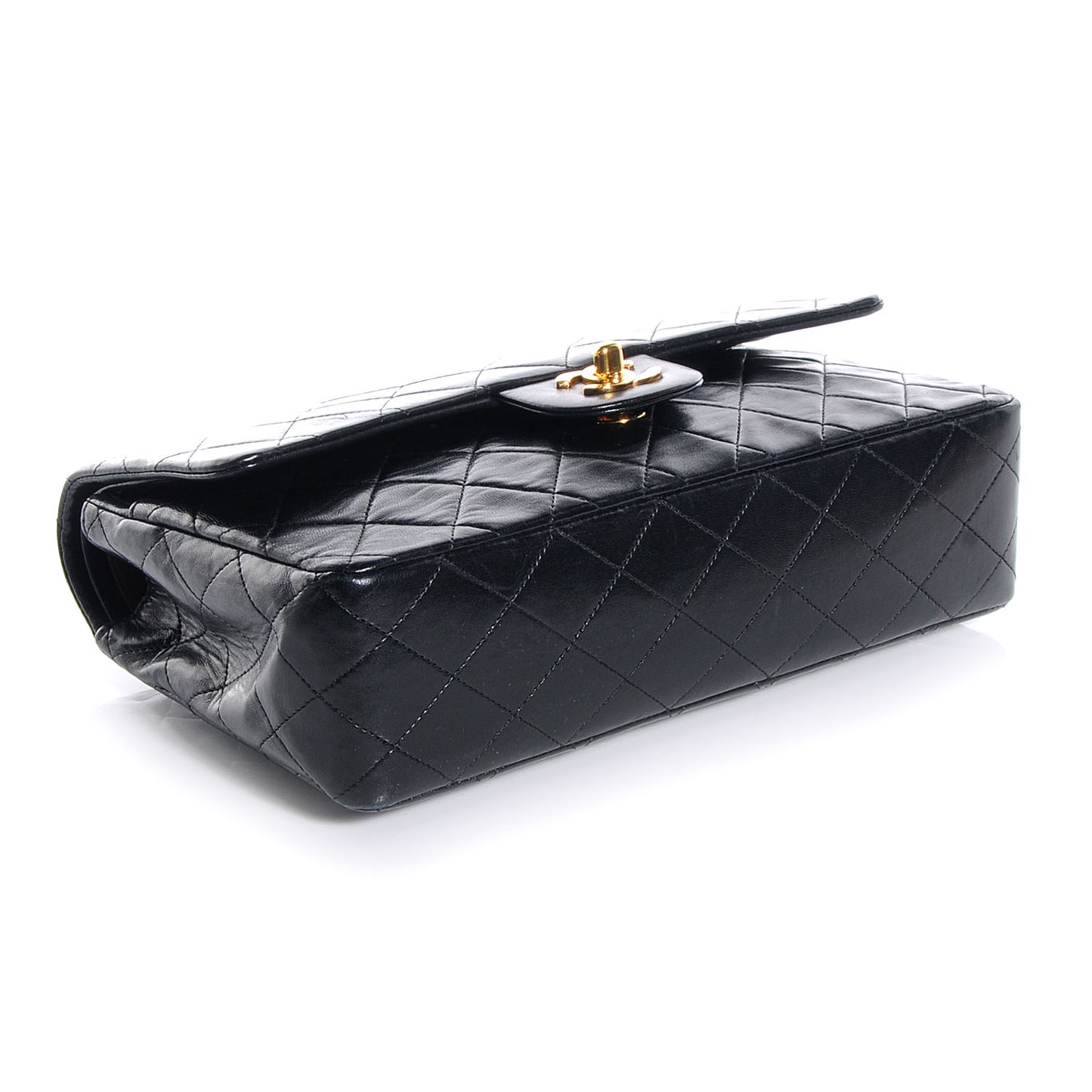 Lambskin Medium Double Flap Black
