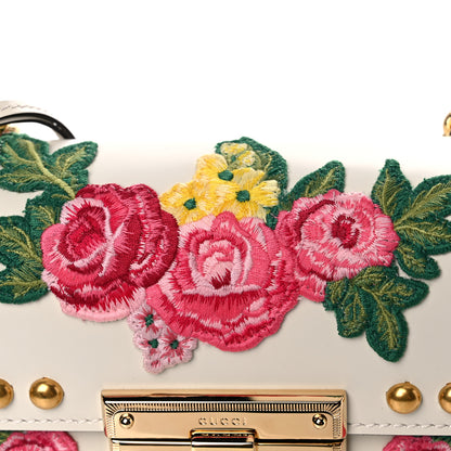 Gucci Calfskin Floral Embroidered Small Padlock Shoulder Bag White 11 of 11