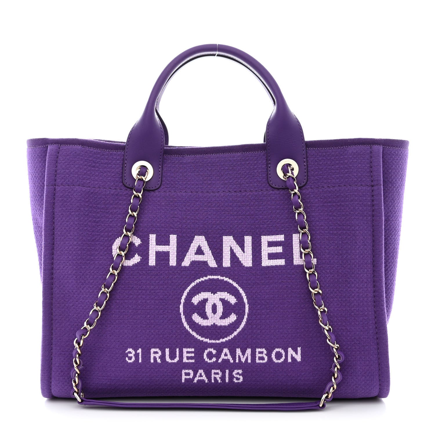 Chanel Mixed Fibers Small Deauville Tote Purple 3 of 13