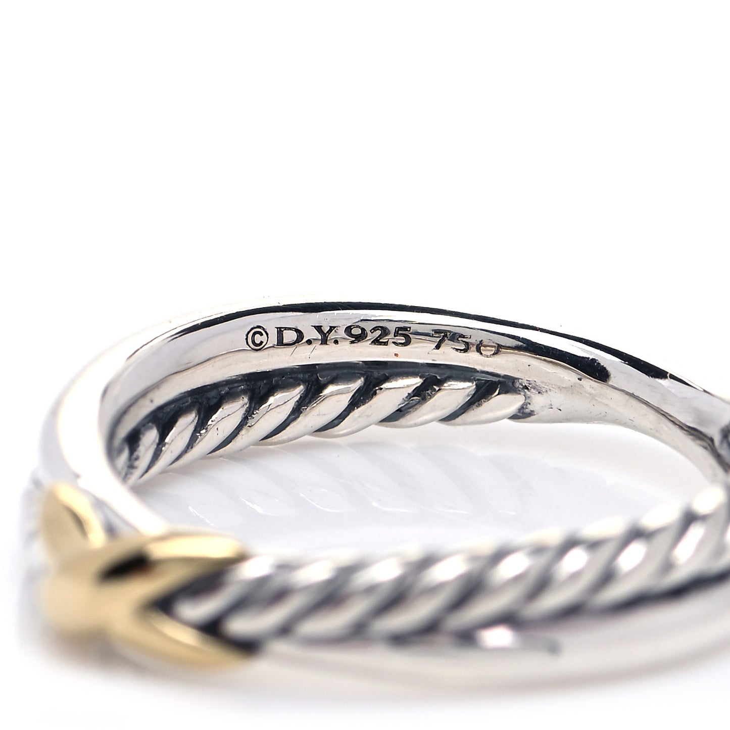 Sterling Silver 18K Yellow Gold Petite X Crossover Ring 49 4.75