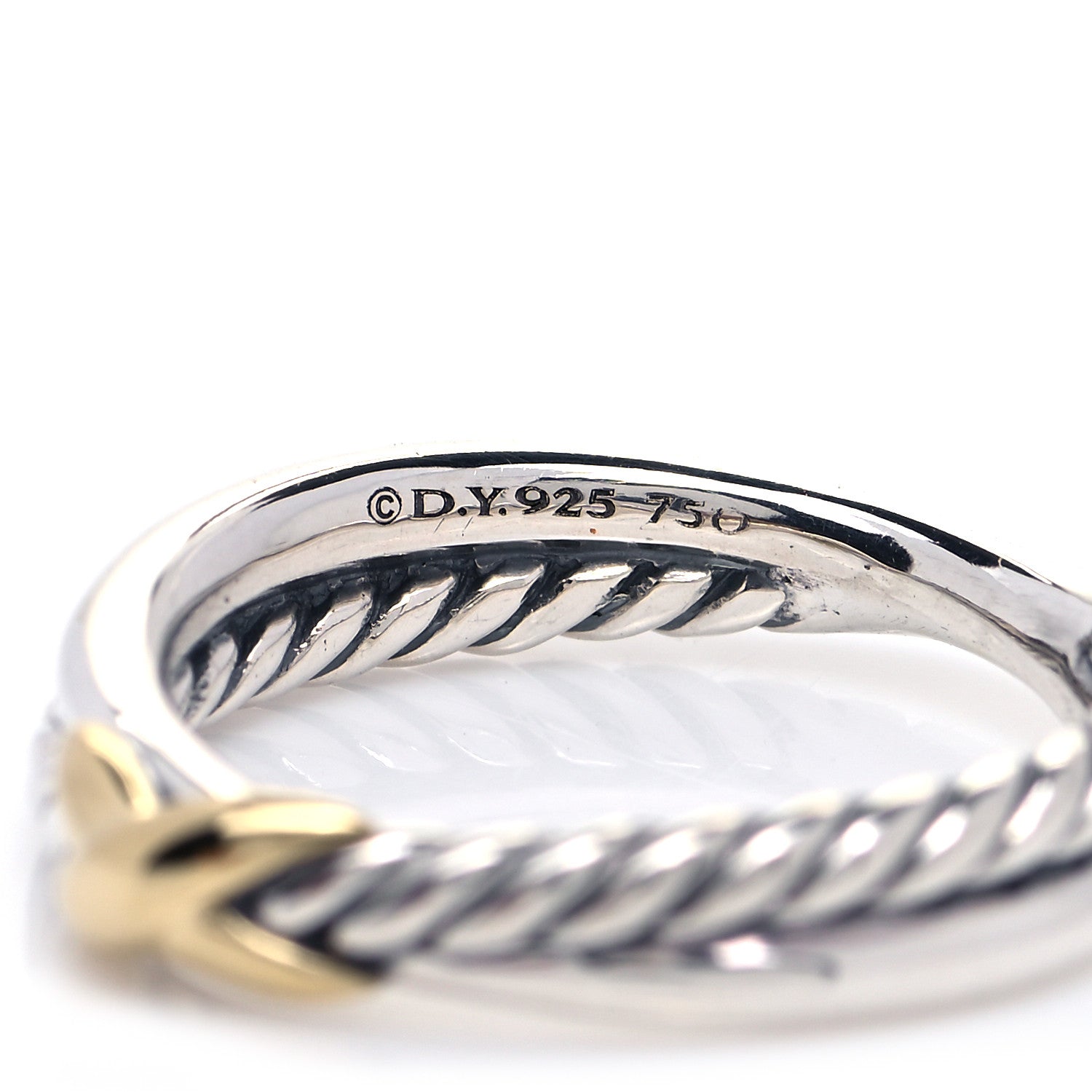 David Yurman Sterling Silver 18K Yellow Gold Petite X Crossover Ring 49 4.75 4 of 4