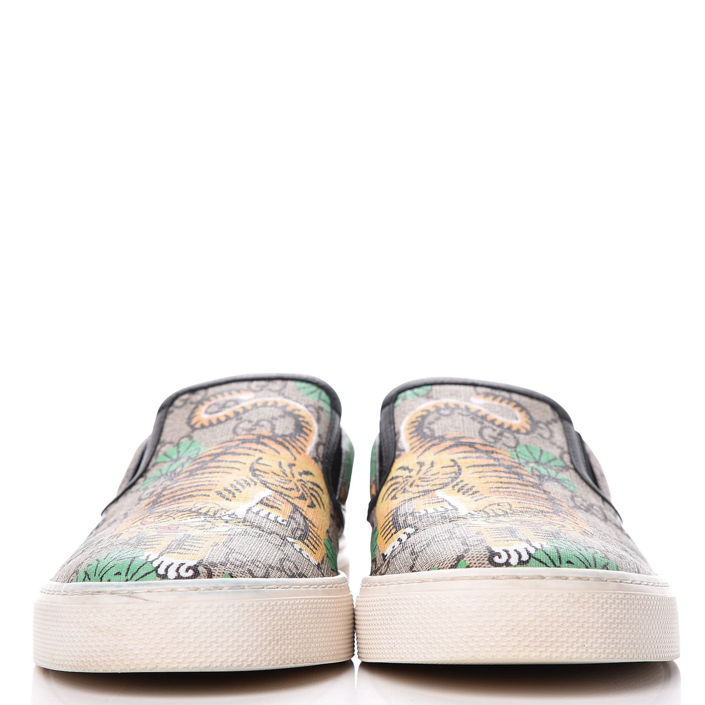 GG Supreme Monogram Bengal Mens Dublin Slip On Sneakers 8 Beige Yard
