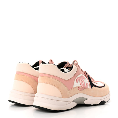 Chanel Nylon Lambskin Suede Calfskin CC Sneakers 41 Pink 4 of 12