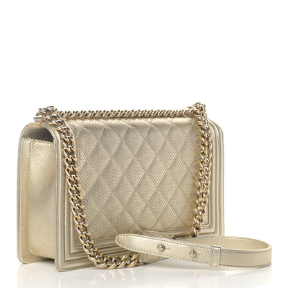 Chanel Lambskin Perforated Quilted New Medium Boy Flap Gold 2 of 10