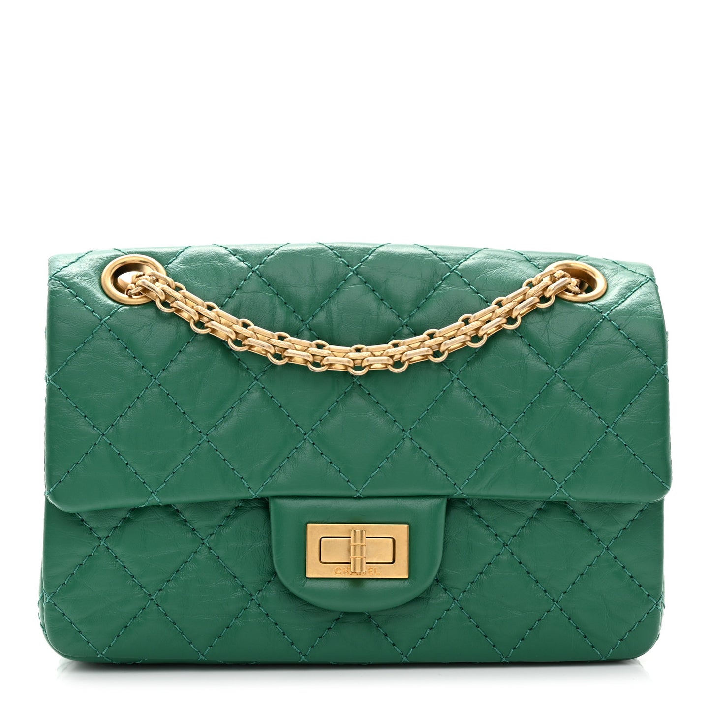 Aged Calfskin Quilted 2.55 Reissue Mini Flap Green