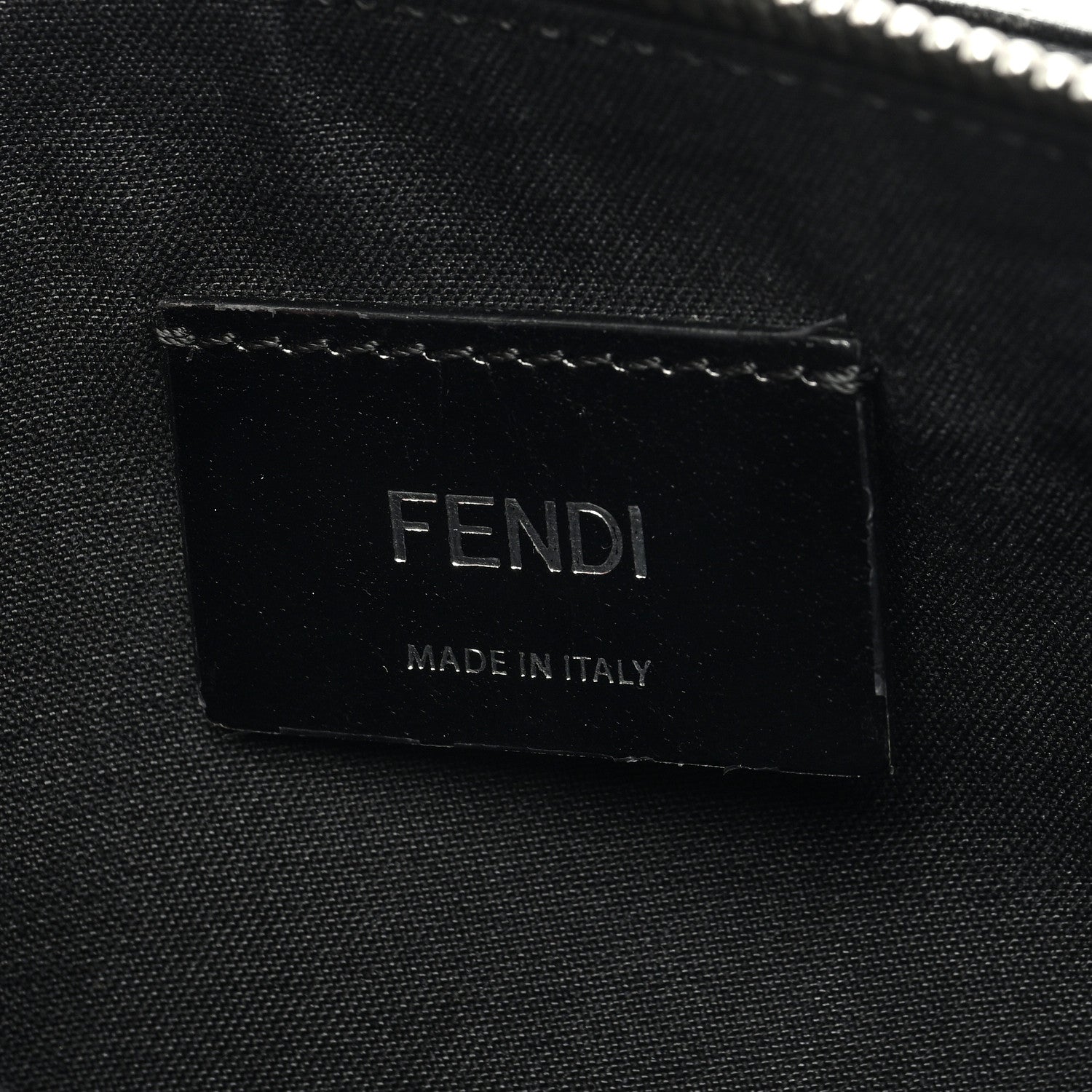 Fendi Glazed Fabric Vitello Century FF 1974 Stamp Patch Pocket Belt Bag Black 6 of 9