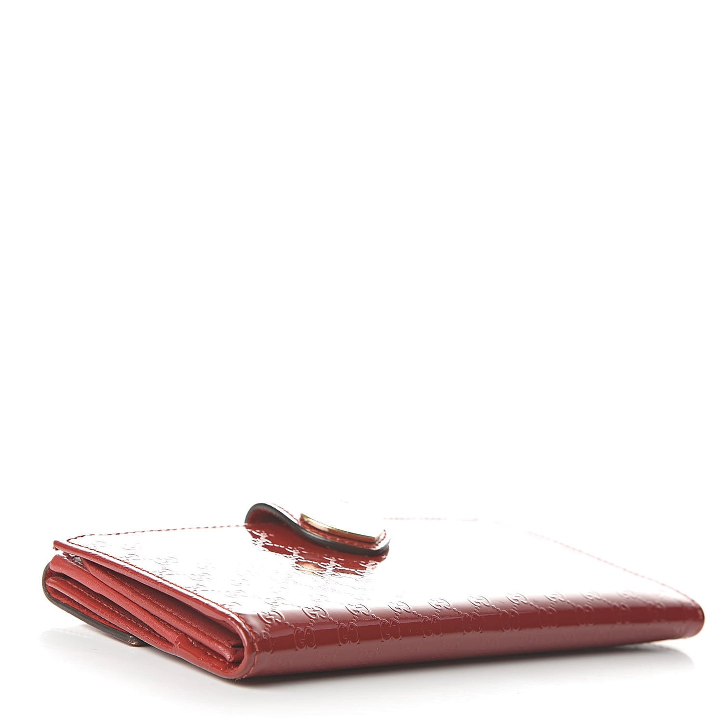 Patent Microguccissima Heart Continental Wallet Red